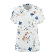 Women tshirts Sawvnm Women's Plus-Size V-Neck Short Sleeved Printing Base Shirt XL