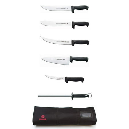 Mundial Ultimate Butcher Knife and Meat Processing Set with Case, Sharpening Steel and Blade Guards - Includes Butcher Knife, Boning Knife, Chef Knife, Breaking Knife, Cimeter, Steel, Case and