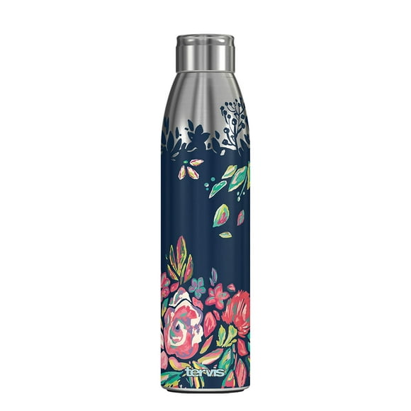 Tervis Live Bold Bouquet Insulated Tumbler, 25oz Slim Carafe, Stainless Steel