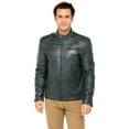 thumbnail image 2 of Skylinewears Mens Motorbike Leather Jacket 100% Genuine Sheepskin on Sale Green-Char Size S, 2 of 6