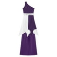thumbnail image 4 of Linjinx Women Praise Dance Outfit One Shoulder Liturgical Worship Overlay Dress with Palazzo Pants Purple XXL, 4 of 6