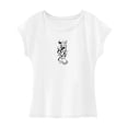 thumbnail image 1 of Camiseta para mujer verano moda simple señoras cuello redondo camiseta para caminar por la calle L, 1 of 7