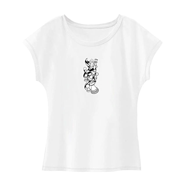 Camiseta para mujer verano moda simple señoras cuello redondo camiseta para caminar por la calle L