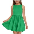 thumbnail image 3 of Yeaiivve Summer Dresses for Girls 2026 Casual Sleeveless Tank Mini Short Dress Crew Neck Bubble Sundress with Pockets Green,9-10 Years, 3 of 7