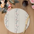 thumbnail image 3 of Beige Flower Branch Round 13 Inch Placemats Set of 6, Spring Summer Farmhouse Botanical HeatResistant Non Slip Place Mats for Dining Table, Wipeable Braided Kitchen Table Mats for Housewarming, 3 of 9