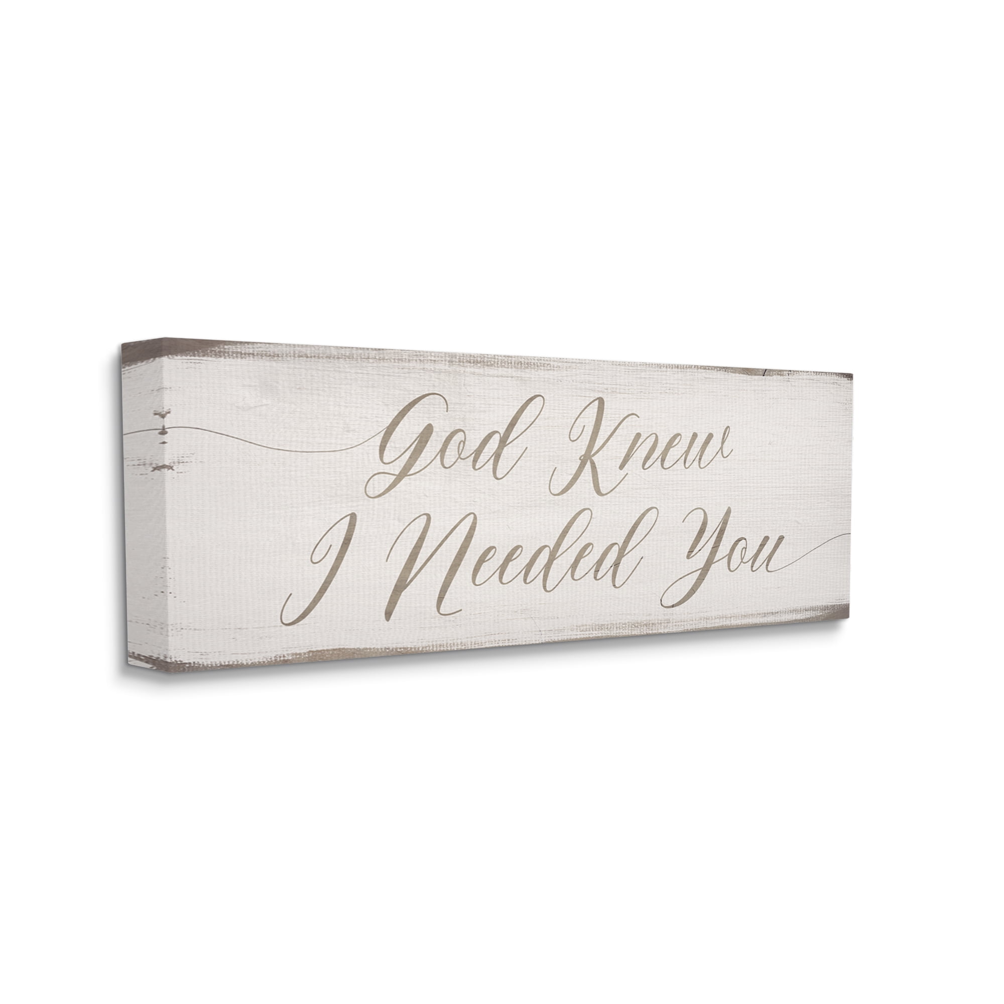 Stupell Industries God Knew I Needed You Romantic Religious Phrase Canvas Wall Art, 40 x 17, Design by Daphne Polselli