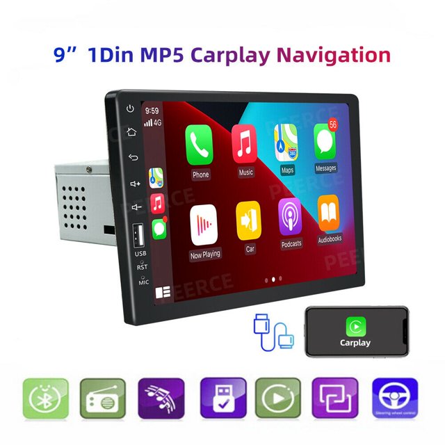 9 " Apple carplay android auto single 1DIN Radio De Coche Estéreo BT Reproductor MP5/Cámara huangjie unisex