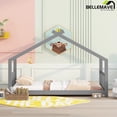 thumbnail image 5 of Bellemave Twin Size House Bed,Wood Platform Bed with Headboard and Footboard, House Floor Bed with Roof and Slat (Gray,Twin), 5 of 7