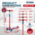 thumbnail image 2 of Dribbl 3-Wheel Kids Scooter - Lean-to-Steer Technology, Adjustable Height Handlebar, Anti-Slip Deck, Scooter for Boys & Girls Ages 2+, Child Safety Approved, Support Riders Up To 165 lbs, Red & Blue, 2 of 6