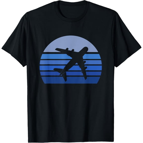 Premium Comfort - Retro Airplane Silhouette Pilot Aviation Flight Attendance T-Shirt