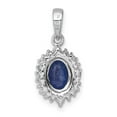 thumbnail image 3 of Sterling Silver Rhodium-plated Polished Lab Created Sapphire and CZ Oval Halo Pendant, 3 of 4