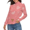 thumbnail image 2 of Line Heart Christmas Women's Turtleneck Sweater Long Sleeve Ribbed Fitted Turtle Neck Casual Fall Winter Collection Top S, 2 of 4