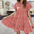 thumbnail image 2 of Spring Women'S Summer Leopard Estampado Floral Neck Red Round Vestido Suelto Suelto Odeerbi ODB112755, 2 of 8