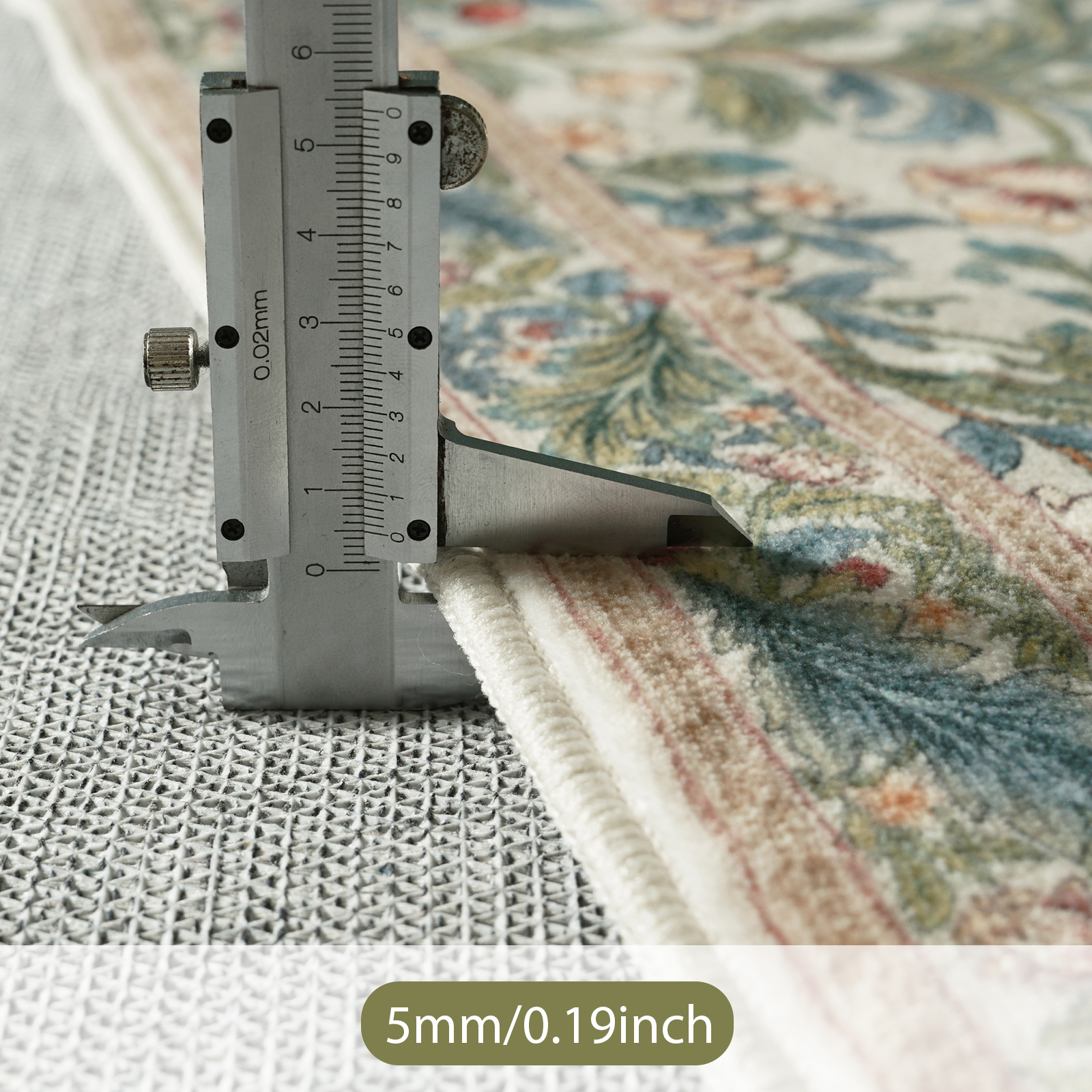 Lahome Beige 5x7 Boho Area Rugs for Living Room, Large Flower Stain Resistant Machine Washable Rugs for Bedroom, Non Slip Carpet for Dining Room Home Office