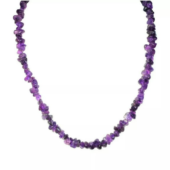 K-KED Natural Dark Premium Amethyst Crystal Chip Gemstone Beads Necklace 18"