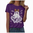 thumbnail image 5 of TOWED22 Halloween Shirts Woman Ghost Graphic Crewneck Short Sleeve Tee Shirt Short Sleeve Funny Tops Tshirts(Purple,XXL), 5 of 6