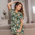 thumbnail image 3 of Fotbe Animal Heads Pattern Women's Cotton Nightgown Sleepwear Short Sleeves Shirt Casual Print Sleepdress, 3 of 6