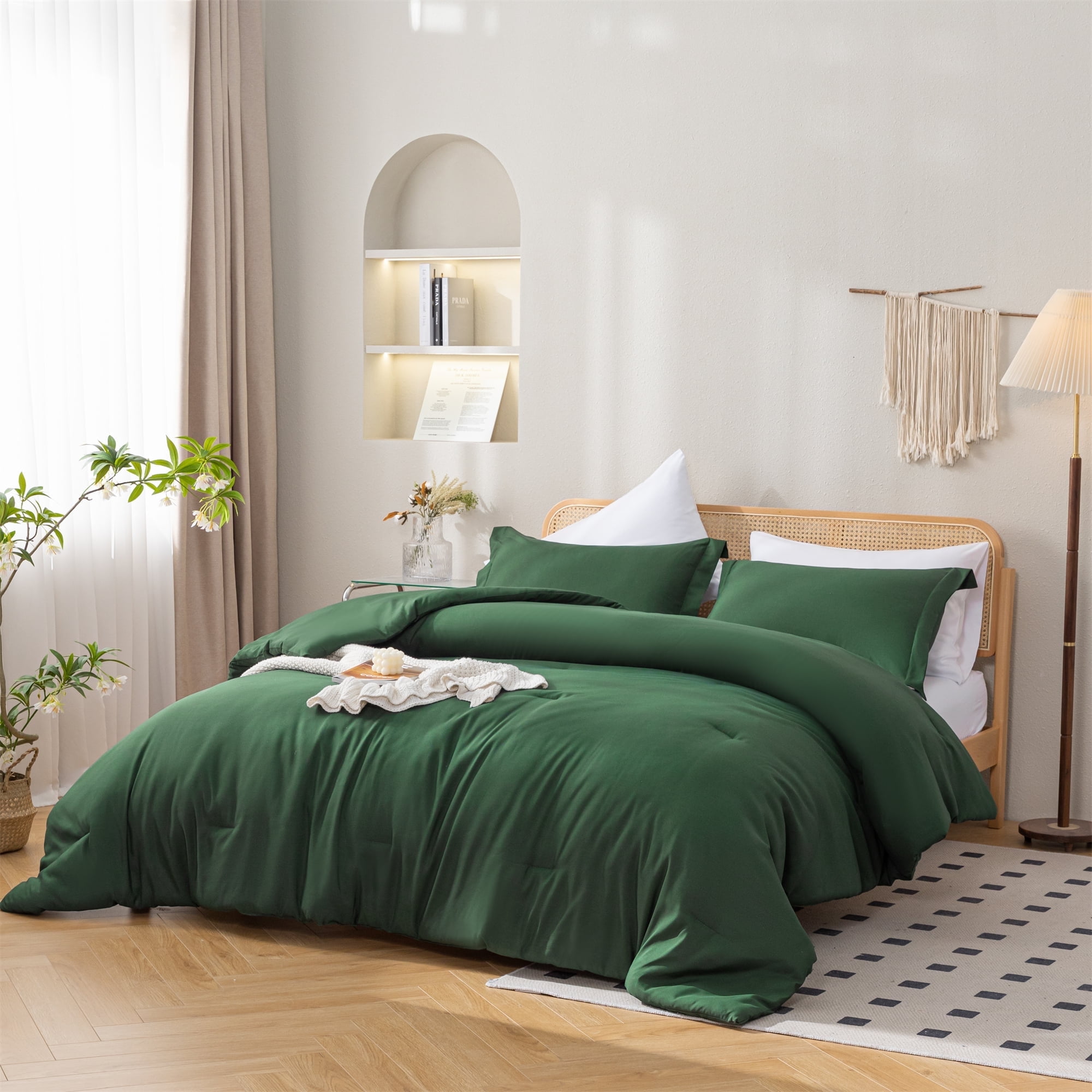 SPRINDAY Queen Comforter Set For Adult, 3 Piece Emerald Green Comforter Sets & Bedding For All Season