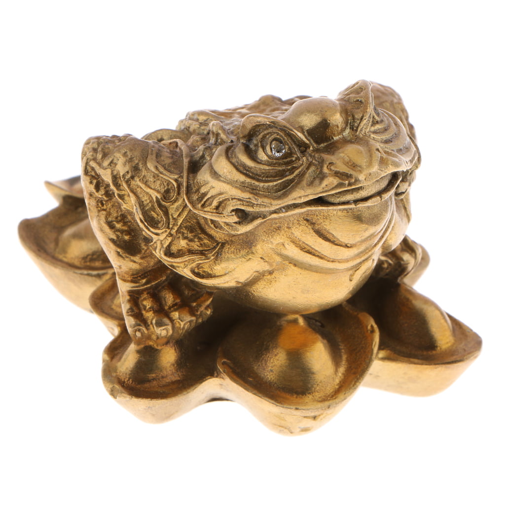 Wealth Toad Money Fortune Chinese Gold Frogs Fengshui Gifts Tabletops Ornaments 