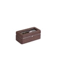 thumbnail image 2 of HomeRoots 469202 8 in. Brown Clear & Silver Faux Leather & Glass 6 Section Watch Box with Metal Accents, 2 of 8