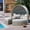 Gray, variant on 4-piece Outdoor Patio Daybed with Retractable Canopy, Rattan Wicker Sectional Conversation Soft Set, Pool Furniture Set with Lifting Ottoman Table, Cushions and Pillows, Khaki
