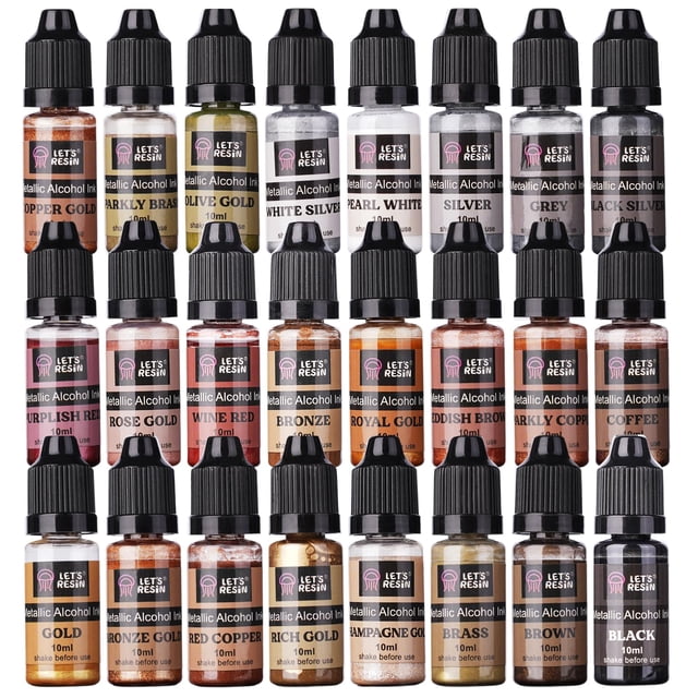 Set de Tintas Metálicas en Alcohol LET'S RESIN 24 Colores 10ml
