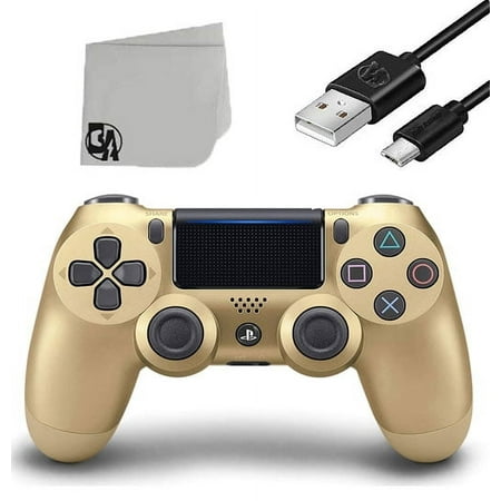 DualShock PlayStation 4 Wireless Gold Controller with Charging Cable BOLT AXTION Bundle Used Fair
