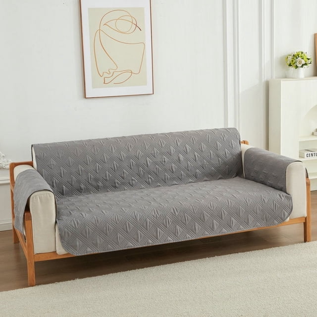 Xiao Hua Funda de sofá gris con cojín integrado, antideslizante, para sala de estar, fácil de lavar, 21,65 x 78,74 pulgadas