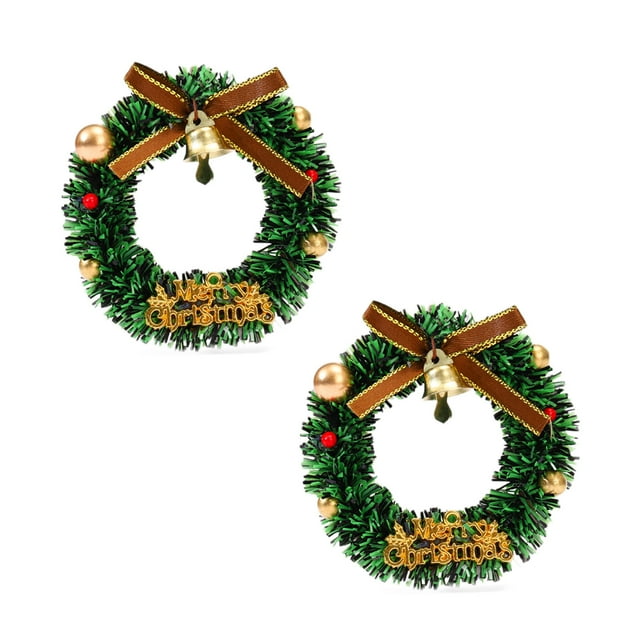 Christmas Refrigerator Magnets Set Of 2 Magnetic Wreath Decorations For Kitchen And Metal Surfaces 2.9 in x 2.9 in