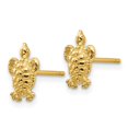 thumbnail image 2 of Auriga 14k Yellow Gold Mini Turtle Stud Earrings for Women(L- 9mm, W- 6mm), 2 of 5