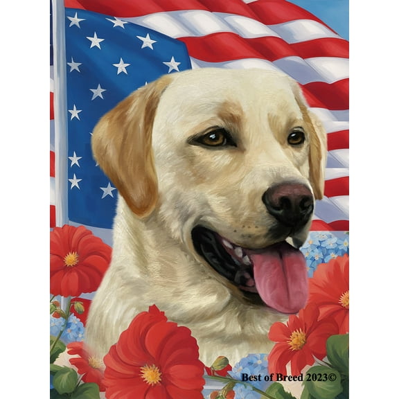 Yellow Labrador - Best of Breed All-American Patriotic I Garden Flag