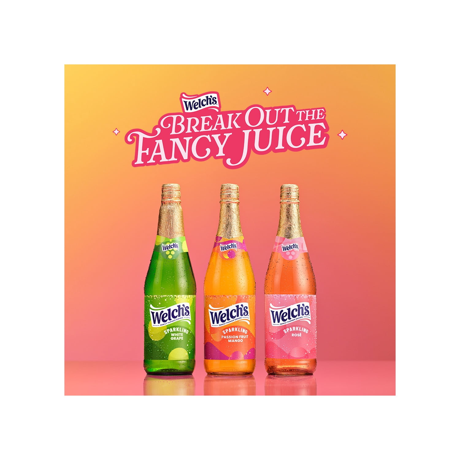 (12 pack) Welch's Non-Alcoholic Sparkling Rosé Grape Juice Cocktail, 25.4 fl oz Bottle