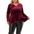 thumbnail image 1 of Tops de terciopelo peplum de manlarcon cuello en V y dobladillo de tulipán de talgrande pamujer borgo2X, 1 of 7