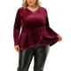 thumbnail image 1 of Tops de terciopelo peplum de manlarcon cuello en V y dobladillo de tulipán de talgrande pamujer borgo4X, 1 of 7