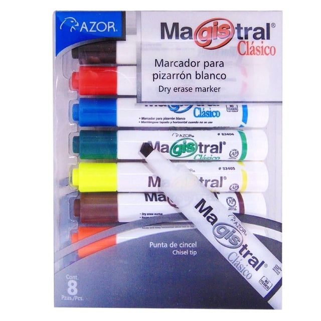 Marcador Azor Magistral Clásico Clásico, Colores Surtidos, 8 Piezas, Punta Cincel 6 mm