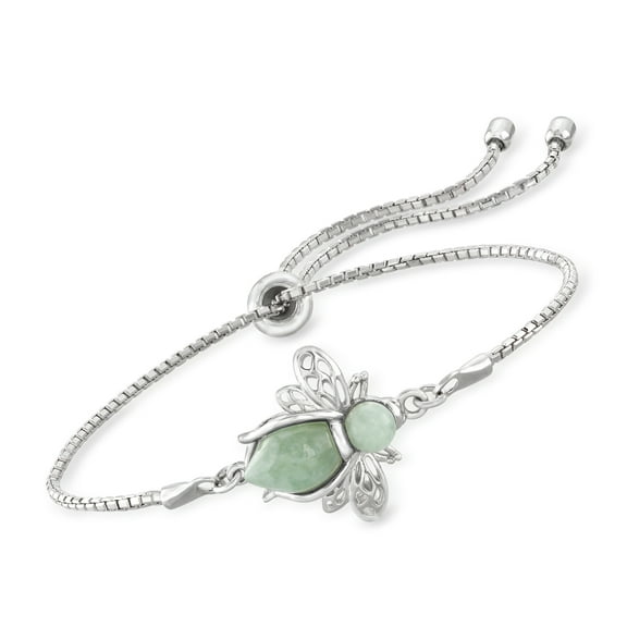 Ross-Simons Jade Bumblebee Bolo Bracelet in Sterling Silver, Women's, Adult