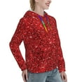 thumbnail image 2 of Yiaed Red Glitter Print Womens Casual Hoodies Crew Neck Long Sleeve Sweatshirts With Pocket Pullover Tops Women's Hooded Sweatshirt-X-Large, 2 of 5