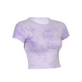 thumbnail image 4 of Seyurigaoka Women Juniors Round Collar T-shirt, Printing Midriff-baring Tops Base Shirt, 4 of 6