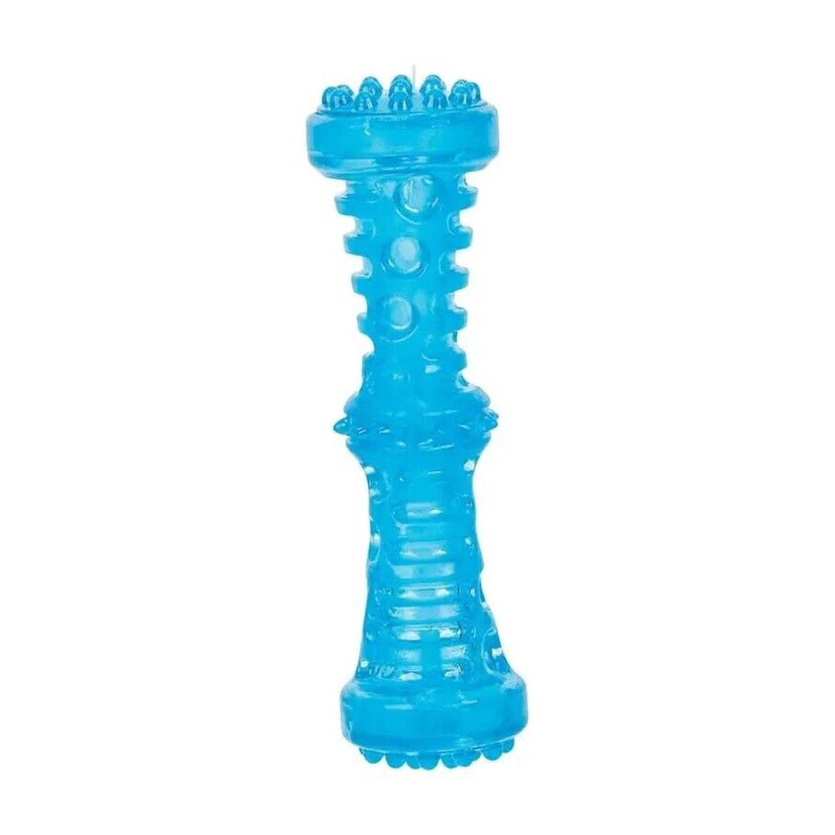 Durable Dog Toys Toss Fetch Stick Chew Squeaker 7 Inch Dental Health Gum Massage (Blue)