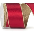 thumbnail image 5 of RuiJiao 2.5in Red Velvet Wired Christmas Wired Ribbon with Gold Backside, Red and Gold Christmas Ribbon for Tree Decorations, Wreaths, Crafts, Home Decor, Gift Wrapping, 5 of 10