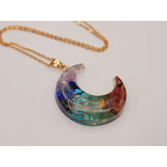 Moon Orgonite Pendant Necklace Metatron Cosmic Healing Crystal Sacred