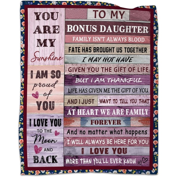 LHSHID Bonus Daughter Gifts Bonus Daughter Blanket Step Daughter Birthday Gifts from Stepmom Stepdad Mothers Day for Stepdaughter Throw Blankets 40"x50"