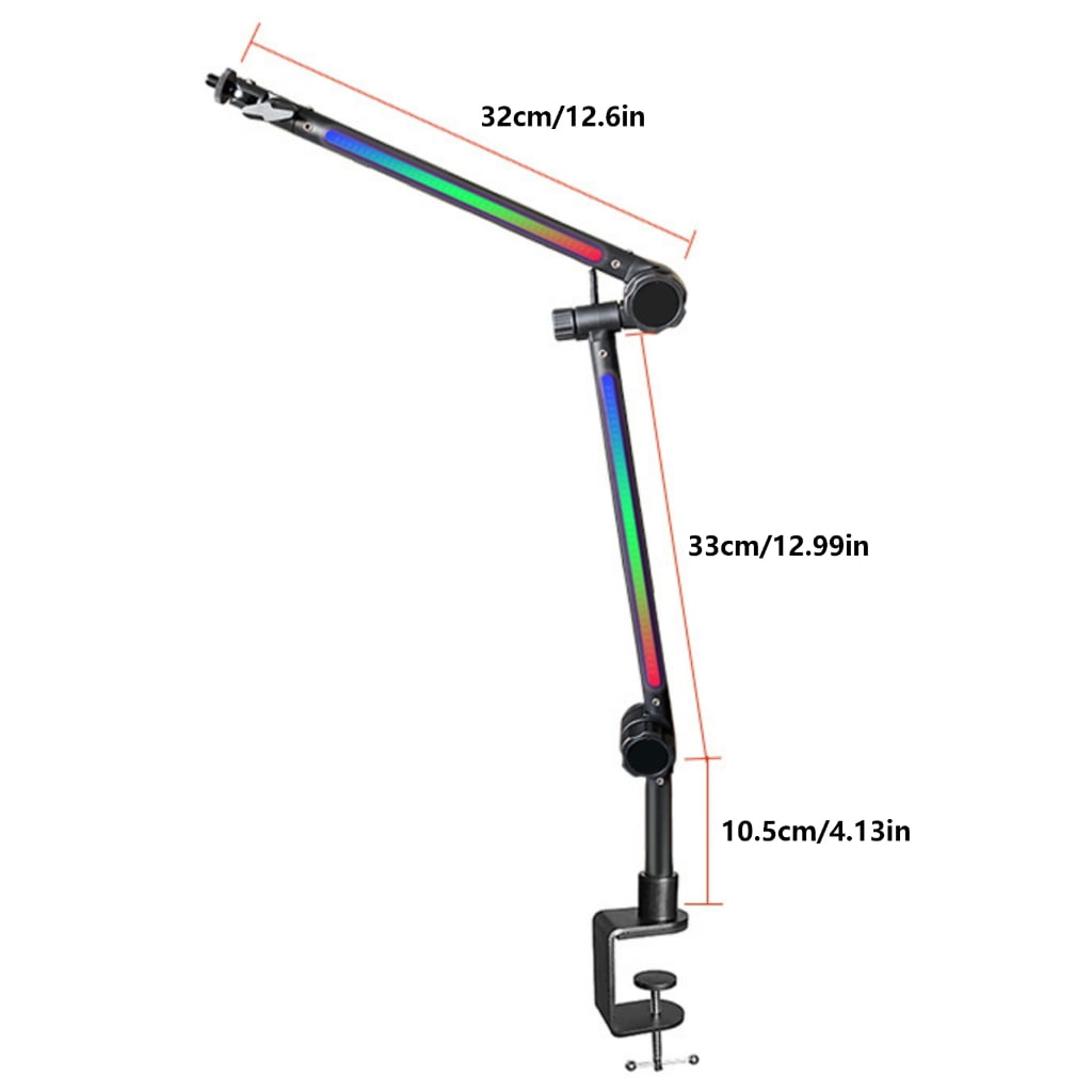 Rotatable LED Mic Arm Stand LED Boom Arm Adjustable Mic Stand for Professional Recording Home Studio Broadcasting