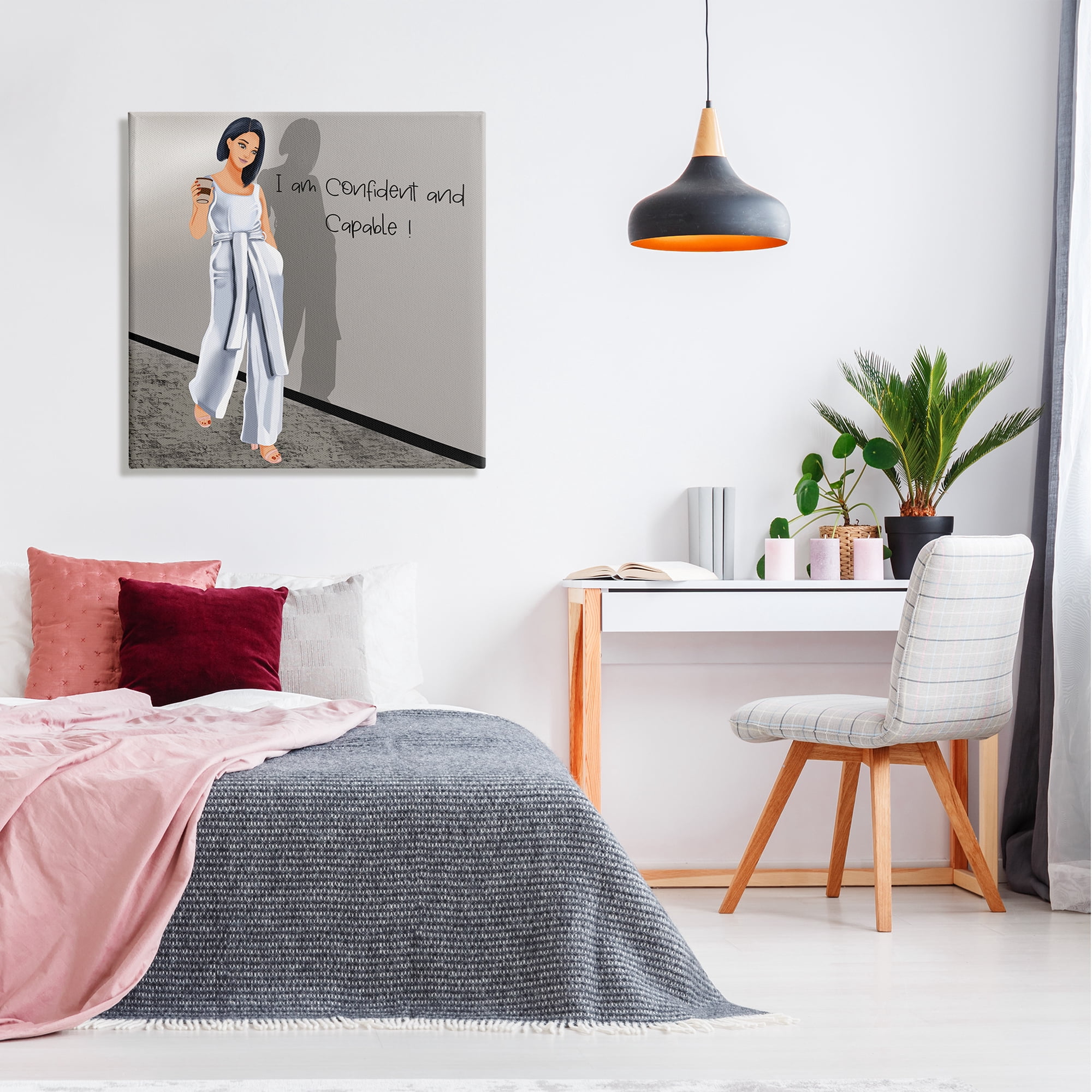 Stupell Industries Confident & Capable Female Inspirational Painting Gallery Wrapped Canvas Art Print Wall Art, 30 x 30