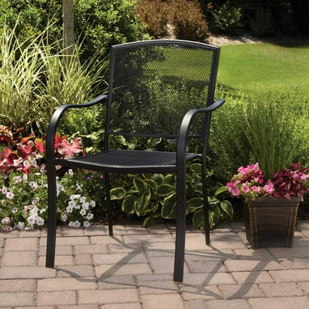 Mainstays Wrought Iron Full-Back Stackable Chair - Walmart.com
