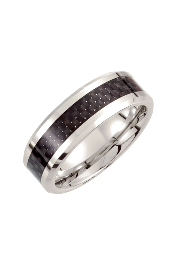 Cobalt 8mm Black Carbon Fiber Inlay Wedding Ring Band 10