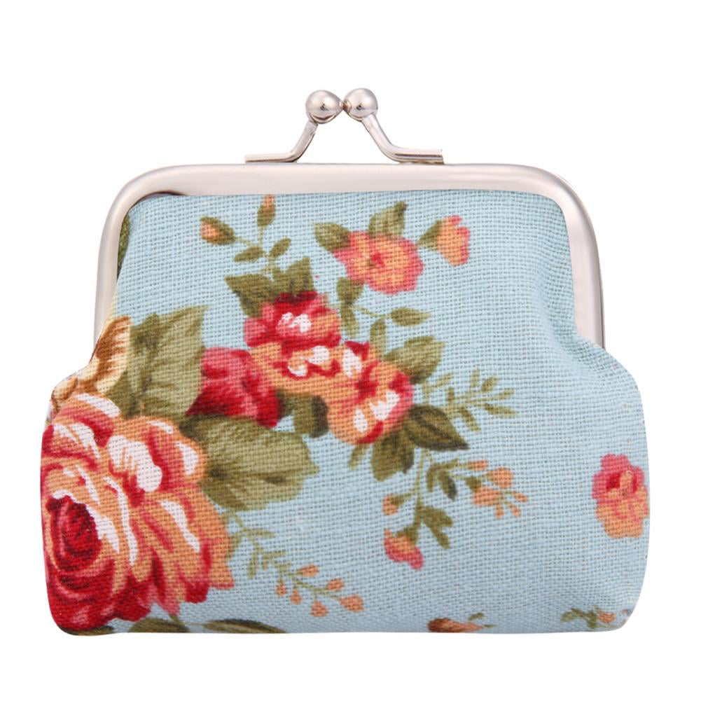 Exquisite Watercolor Flower Credit Cards Buckle Coin Purse For Womens