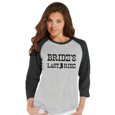 - 7 ate 9 Apparel Women's Bride's Last Ride Baseball Tee - X-Large