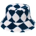 thumbnail image 6 of CoCopeaunts Mens Bucket Hat Europe American Style Winter Warm Geometry Diamond Plaid Fisherman Cap Lamb Wool Basin Cap for Women, 6 of 8