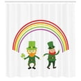 thumbnail image 3 of Elf Shower Curtain, 2 St Patrick's Day Leprechaun Cartoon Characters Under a Rainbow, Fabric Bathroom Set with Hooks, 69W X 75L Inches Long, Fern Green and Multicolor, by Ambesonne, 3 of 3